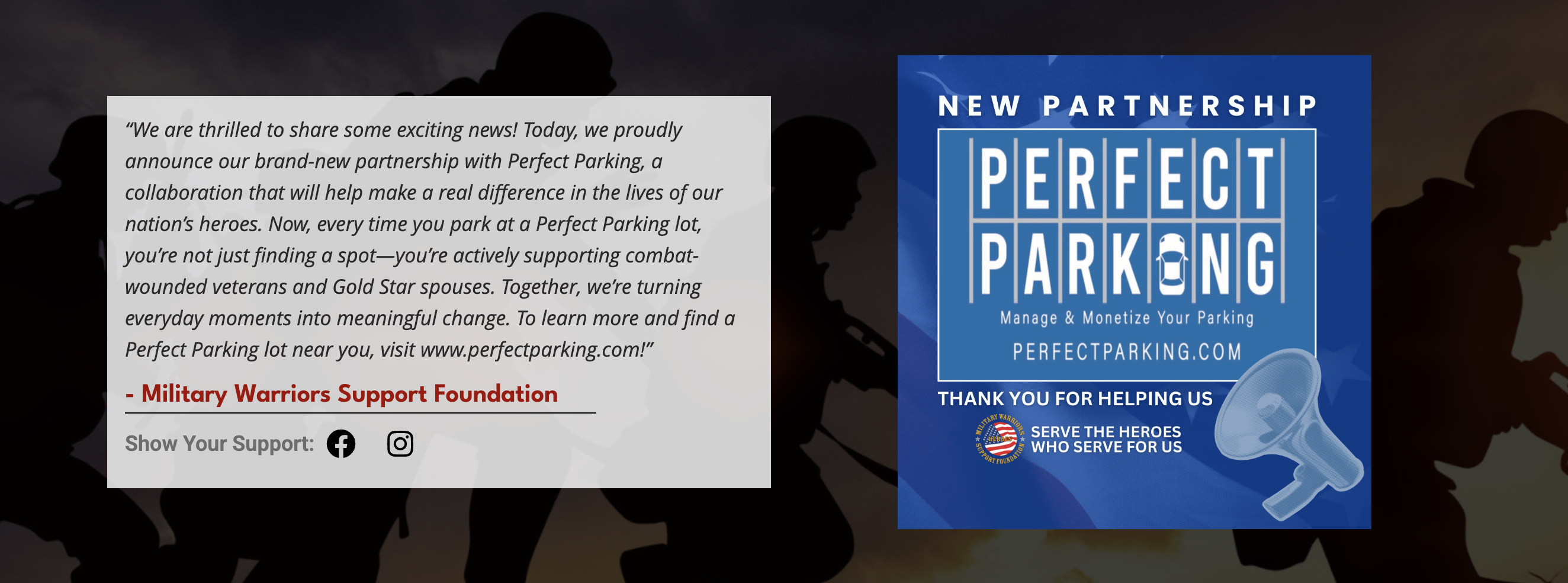 Military Warriors Support Foundation Partnership with Perfect Parking